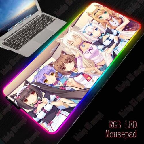 XGZ Anime Girl Gaming Mouse Pad RGB Large Mouse Pad Gamer Big Mouse Mat Computer Mousepad Led Backlight XXL Keyboard Desk Mat