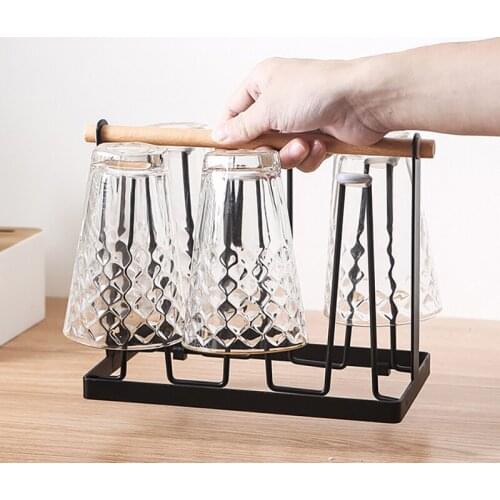Creative And Simple Standing 6 Cup Holder Wine Glass Water Glass Drain Rack Wrought Iron Metal Shelf Support Is Stable And Firm