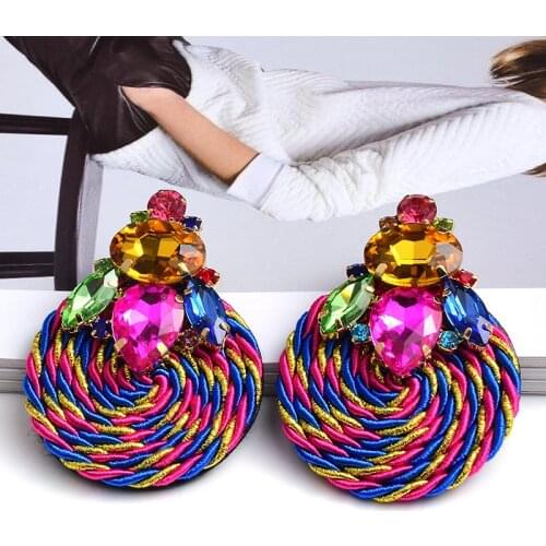 New Design Colorful Crystal Handmade Round Earrings High-Quality Fashion Rhinestone Jewelry Accessories For Women