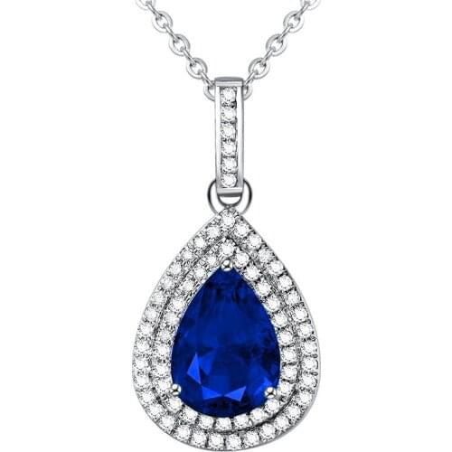 Natural Sapphire S925 Sterling Silver Necklace Pendant for Women Fine Water Drop Bizuteria Emerald Pierscionki Silver Jewelry