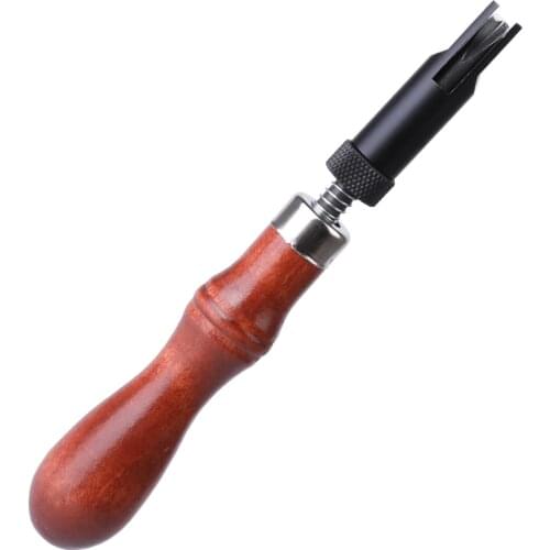LMDZ 1pcs Leather Craft Hand Wood Handle Durable Adjustable V-groove Type Handle Craft Gouge Tools Sewing Leather Craft Tools
