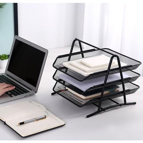 Metal Mesh 2 Tier Document Letter Tray Desk Organizer File Organizer Office M17F