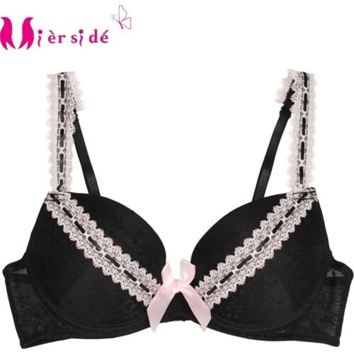 Mierside ZBW028 2 Colors Bralette Blue/Black Push Up Bra Lace Bra With Cotton Padded Sexy Women Underwear Everyday 32-38A/B/C/D