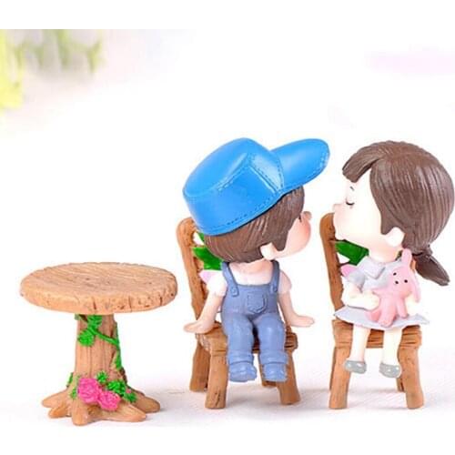 Mini Home furniture Table and Chair Fairy Garden Miniatures Terrarium Figurines Doll House Decor Doll House Accessories