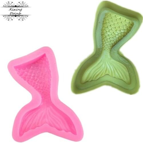 Marine beauty fishtail shape silicone mold fishtail jelly cake cake decoration baking tools soap model harpoon tail