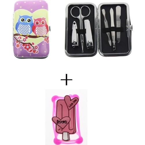 6Pcs/Set Manicure Pedicure Set Nail Care Kit Tool And Silicone Phone Mobile Case Cover For Women Girl Valentine Sweetheart Gift
