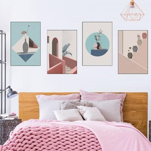 Nordic Wall Stickers Home Decal Living Room Bedroom Decoration Vinyl Mural Frame Self Adhesive Wallpaper