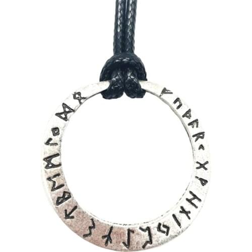 Nostalgia Nordic Elder Futhark Runes Pagan Talisman Amulet Jewelery Circle Pendant Viking Necklace Dropshipping