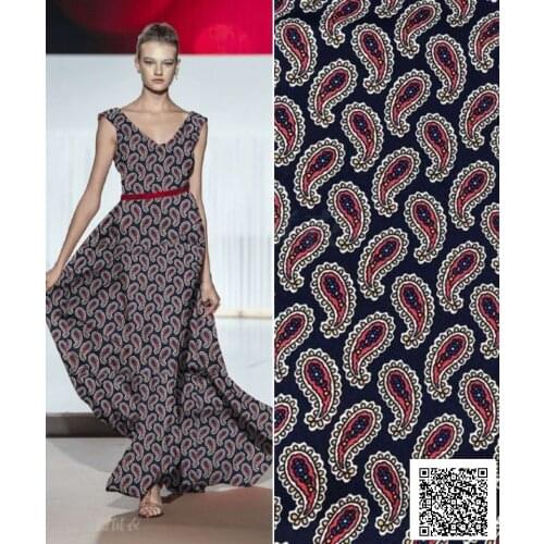 New Cashew Flower Twill Fabric European and American Brand Women 's Clothing Advanced Customized Digital Printing Fabric