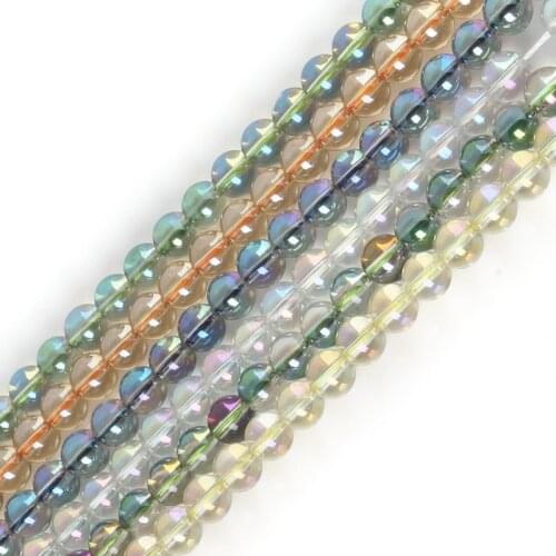 New Arrival 8MM Colorful Plated Crystal Glass Beads Loose Quartz Beads for Necklace Bracelet Making Diy Jewelry