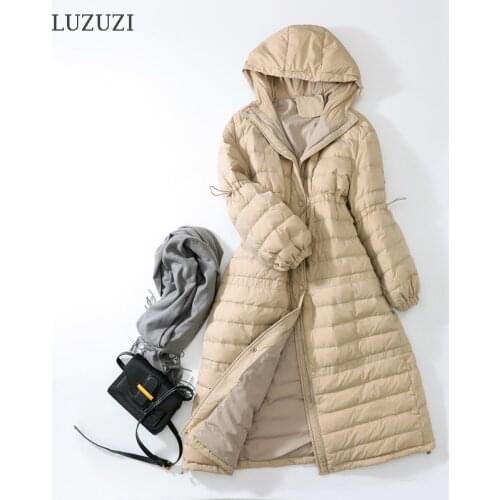 LUZUZI 2021 New Women Loose Long Coat 90% Duck Down Jacket Female Plus Size Winter Fashion Puffer Jacket Women Hooded Parkas