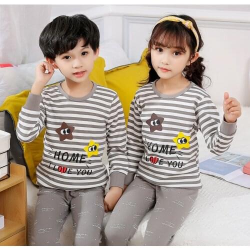 Cartoon Kids Pajamas Sets Cotton Boys Sleepwear Suit Baby Toddler Girl Pajamas Long Sleeve Tops+Pants 2pcs Children Clothing Set