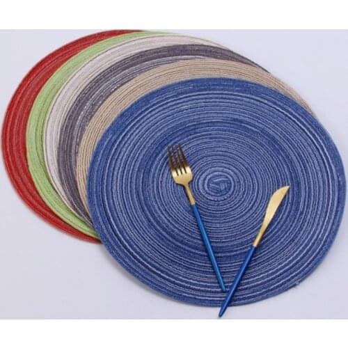 HOT Round Woven Placemats for Dining Table Heat Resistant Wipeable Placemat non-slip Washable Kitchen Place Mats for Holiday SN