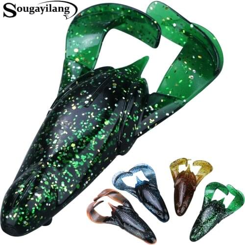 Sougayilang 2Pc/4PC Fishing Lure 15g 100mm Lifelike Plastic Frog Fishing Lure Silicone Bait Worm Swimbaits Fishing Tackle