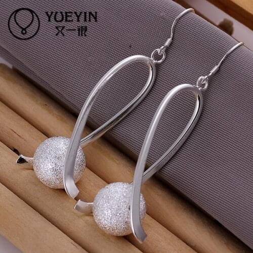 Spherical beads shape silver plated dangle earrings for women long earring drop earring E133
