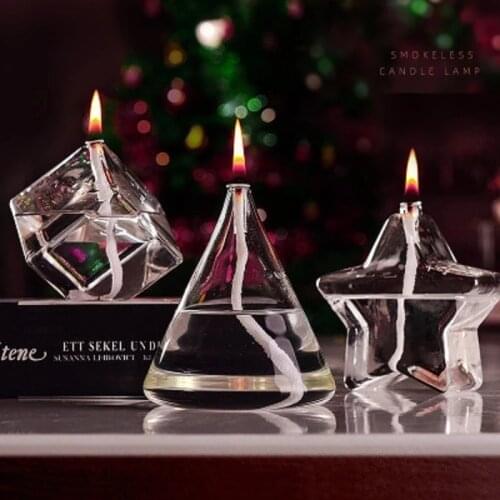 Creative Nordic Handmade Glass Candlestick Romantic Oil Alcohol Lamp Smokeless Butter Lamp Home Decoration