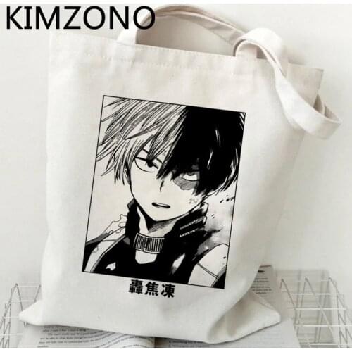 My Hero Academia Shoto Todoroki shopping bag canvas shopping shopper tote shopper bolso bag string net tote sacolas