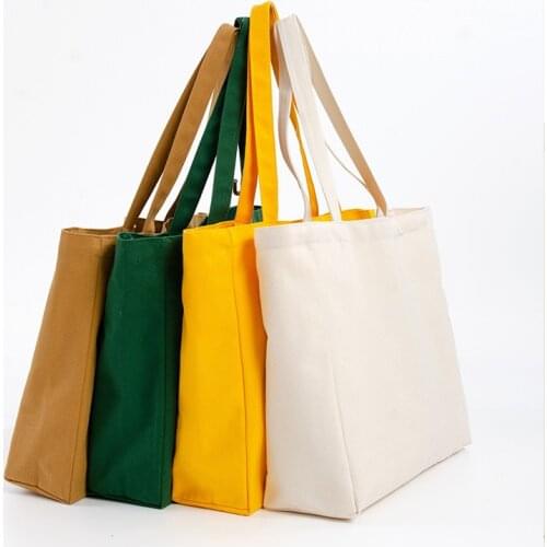 30Pcs/Lot 34x12x31cm Large Colorful Blank Canvas Shopping Bags Eco Reusable Foldable Shoulder Bag Handbag Tote Cotton Tote Bag
