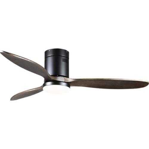 LED Nordic dining room solid wood no lamp ceiling fan bedroom simple low floor American household fan Ventilator for 110V 220V