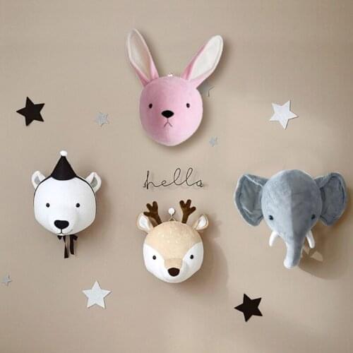Kids Room Decoration 3D Animal Heads Wall Hanging Decor For Children Room Nursery Room Decoration Soft Install