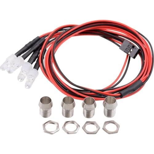 Bright White Red 4 LED Headlight Lamp 5mm for 1/5 1/8 1/10 1/12 1/16 Radio Control Car Upgrade Parts