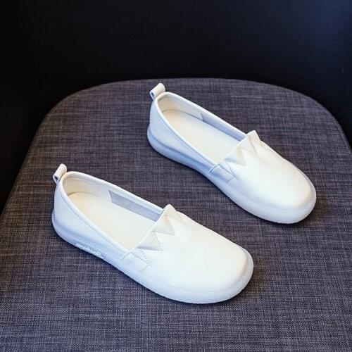 Big Size Genuine Leather White Sneaker Women Vulcanized Shoes Fashion Female Lightweight Comfortable Casual Shoe Maternity Flats