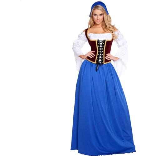 Women Traditional German Oktoberfest Beer Costume Beer Girl Beer Maid Uniform Bavarian Wench Long Dress Fancy Dress S-2XL