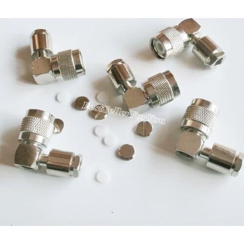 1Pcs TNC Plug male Right Angle Clamp RF connector for LMR195 RG58 RG400 RG142 Coax Cable