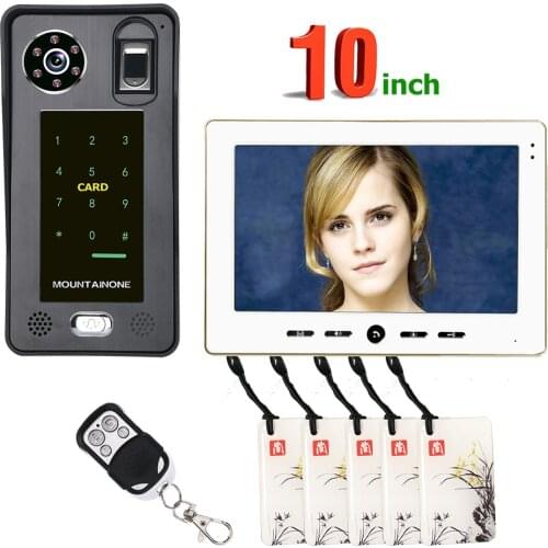 10inch Fingerprint IC Card Video Door Phone Intercom Doorbell With Door Access Control System Night Vision Security CCTV Camera