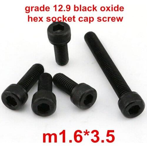 200pcs m1.6*3.5 high strength grade 12.9 alloy steel with black oxide hexagonal / hex socket head cap screw