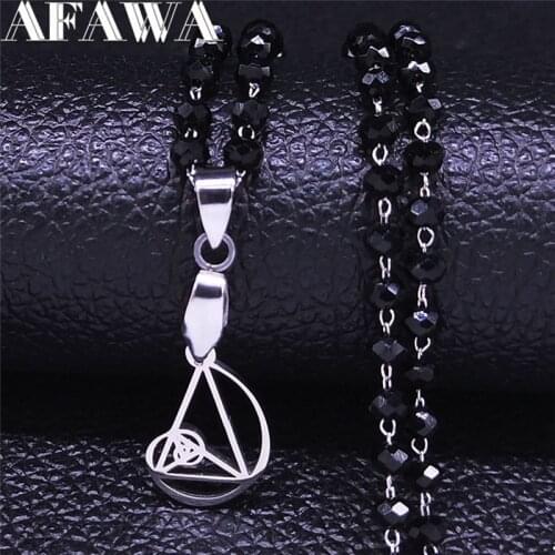 2021 Dolden Triangle Stainless Steel Crystal Bead Necklace Women - Fibonacci - Golden Ratio Pendant With Chain Jewelry N21413S02