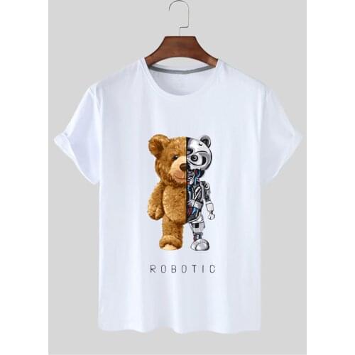 2021 New Summer Plus Size Soft Fashion Bear Pattern Printing Casual Sports Casual Short Sleeve T-shirt for Woman Graphic Tee