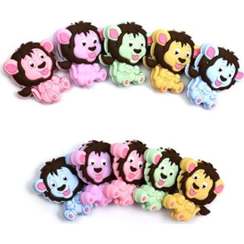 50pc Silicone Teether Food Grade Silicone Mini Lion Beads Bpa Free Baby Teething For DIY Pacifier Pendant Rodents Beads
