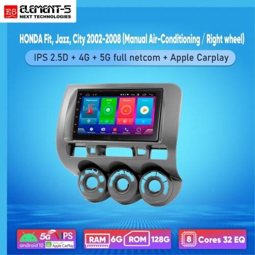 ELEMENT-5 7" 2G+32G Android 10 4G WIFI RDS DSP Car Radio For HONDA Fit, Jazz, City 2002-2008 Navigation GPS HIFI