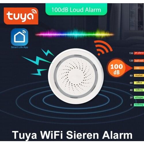 100DB Sound Wireless WiFi Tuya Alarm Siren Sensor Smart Life Home Security Systems Alexa Google IFTTT
