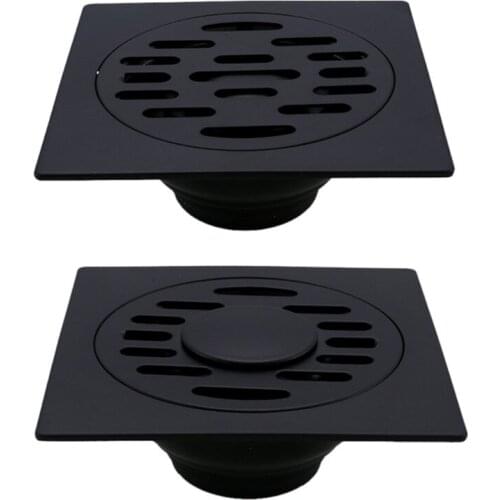 Black Bathroom Square Shower Drain Stainless Steel Floor Drain Trap Waste Grate Round Cover Hair Strainer Steadfast