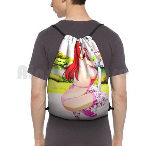 Erza Backpack Drawstring Bags Gym Bag Waterproof Fairy Tail Lucy Fairy Tail Ecchi Manga Sexy Anime Ladie Natsu Mirajane