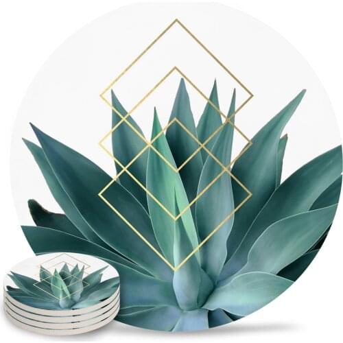 Agave Geometrics Ceramic Coasters Waterproof Tea Cup Mat Modern Home Decor Coffee Table Decor Coasters for Glasses