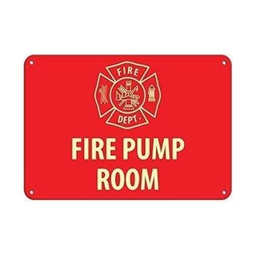 JUCHen Fire Pump Room Fire Metal Aluminum Sign Posters Wall Decor 12X8-Inch
