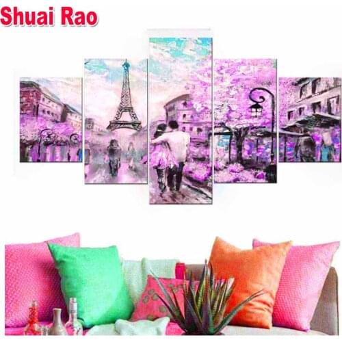 Diamond Painting Multi-picture The Couple Walking in The Rain Eiffel Tower Romantic Paris Full Round Drill Embroidery Mosaic