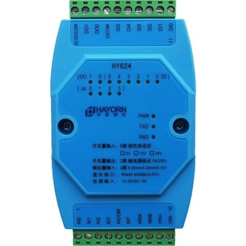 Switch quantity analog input relay output integrated module MODBUS protocol 485 communication four-terminal isolation Relay 2DO