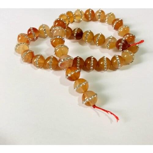 Red Carnelian Agat e Bead With Water Crystal,8MM 10MM Round Gem Stone Loose Beads CZ Zircon Crystal Inlay,1string of 37 beads