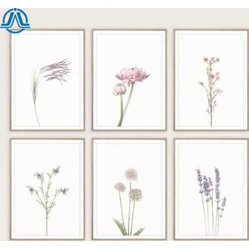 Lavender Dandelion Peony Flower Wall Art Canvas Painting Nordic Minimalism Posters and Prints Wall Picture for Living Room Decor