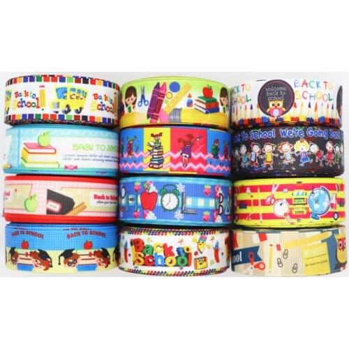 5 Yards 7/8'' (22MM) Back To School Printed Grosgrain Ribbons For Hair Bows/ Gift Packaging DIY Handmade Materials Y19071602