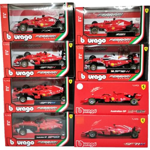 BBurago 1:43 F1 SF90 2019 SF14T 2014 Nr7 Kimi Raikkonen 2015 SF15T Nr5 Sebastian Vettel F2012 #6 Felipe Massa Diecast Model Car