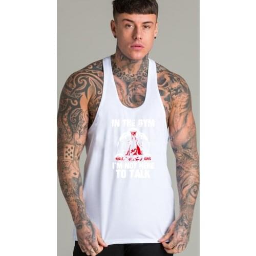Mens Summer Tank Tops Cotton Tees Running Shirt Bodybuilding Fitness Vest Mens Sleeveless Shirt Printed Shirt B11-55