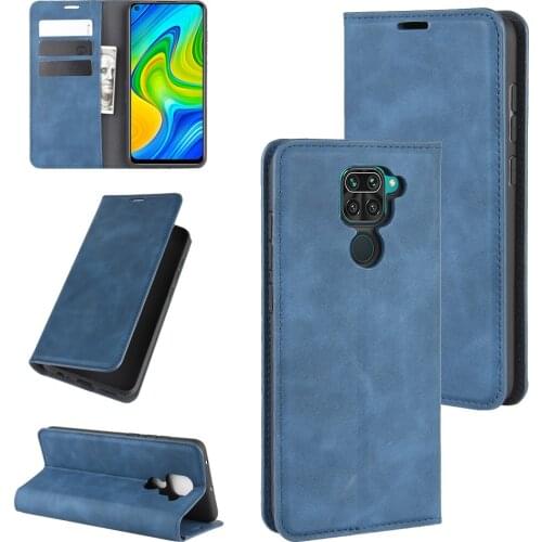 Note9 Auto Switch Leather Case for Xiaomi Redmi Note 9 (6.5in) M2003J15SG Flip Wallet Book Style Cover Black Red Mi M2003J15