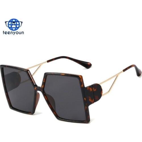 TEENYOUN New Retro Large Frame Sunglasses Square Frame Luxury Brand For Female Shades Ladies Sun Glasses Oculos TY95259