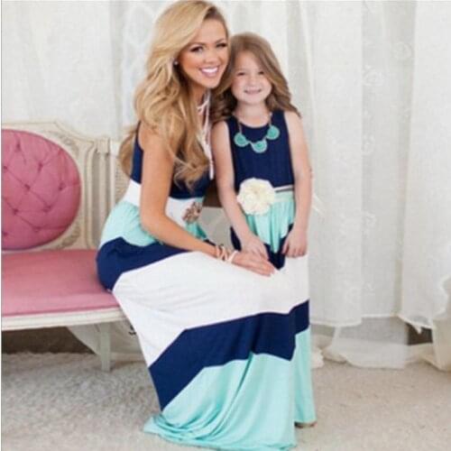 Matching Family Clothes Mother Daughter Dresses Outfits Sleeveless Long Dress Mom And Daughter Dress Girls Mother And Me Dress