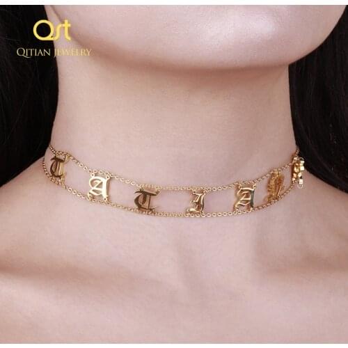 Old English Choker Custom Necklace personlized name letter gothic delicate choker chic jewelry fascinating for women